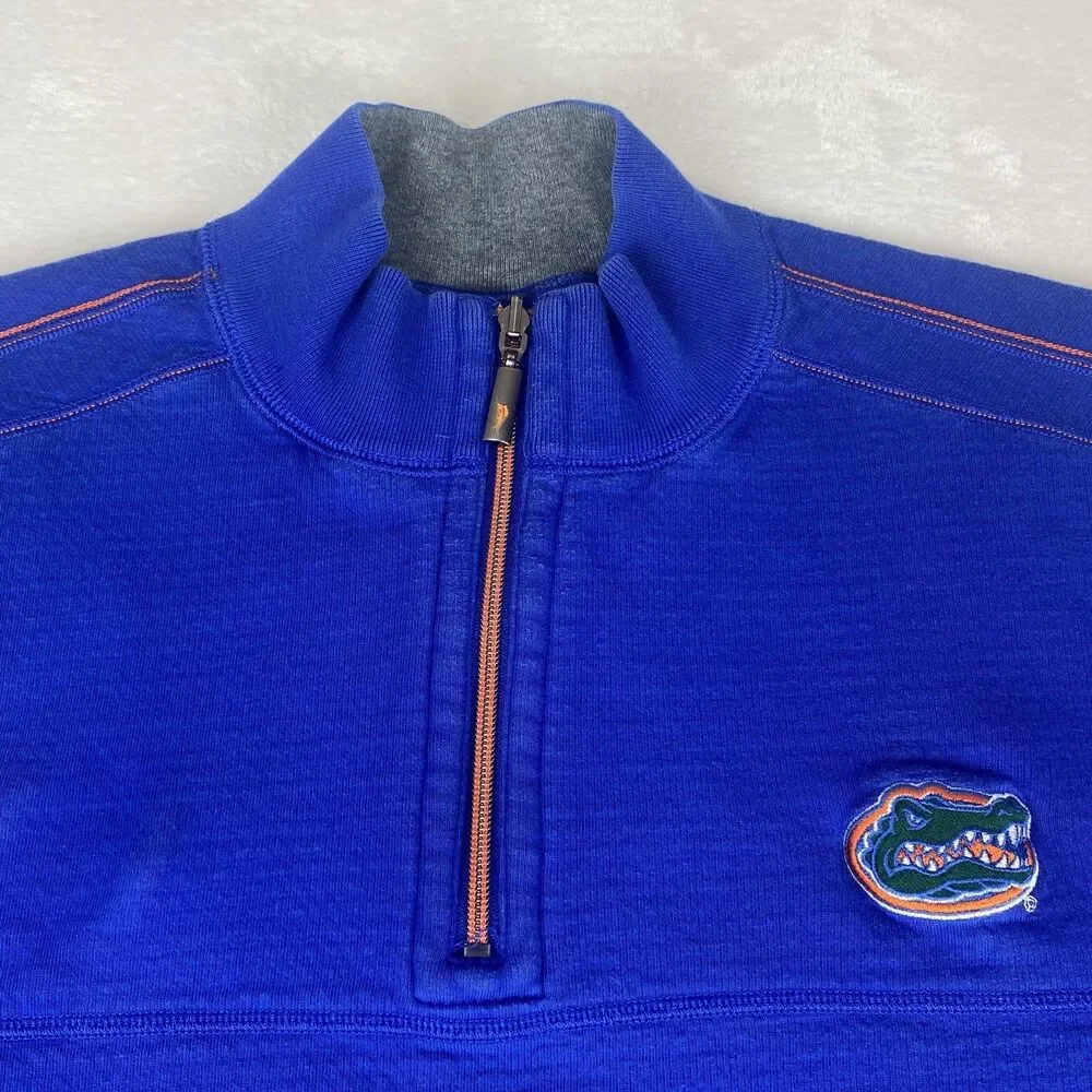 Tommy Bahama Florida Gators Reversible Sweater Mens XXL 2XL Blue Logo 1/4 Zip